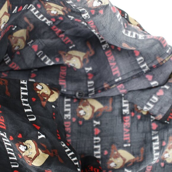 Vintage 90s Looney Tunes Mania Shirt Mens Large U LITTLE DEVIL Silk Taz all over - Picture 7 of 12